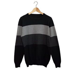 Men’s Black & Gray Colorblock Sweater – Size M